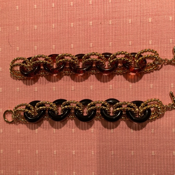 KJL Kenneth Jay Lane Tortoise & Double Gold Tone Rope Link Bracelet/NEW! - Picture 3 of 3